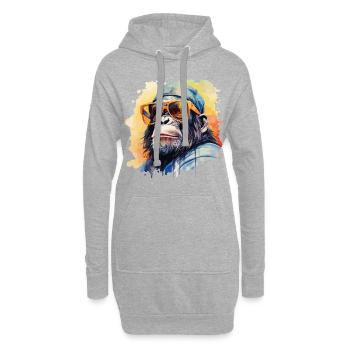 Affe Sonnenbrille Cap Cool Schimpanse Gorilla - Hoodie-Kleid - Grau meliert - Vorne