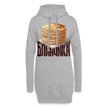 Blini russische Pfannkuchen Russland Crepes Russen - Hoodie-Kleid - Grau meliert - Vorne