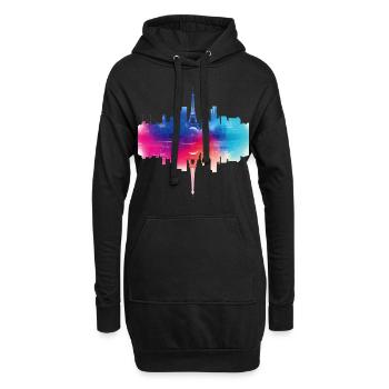 Paris Skyline Tour Eiffel colorée France Ville - Sweat-shirt à capuche long Femme - noir - Devant