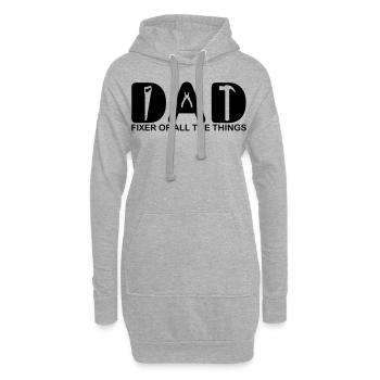 Papa. Fixierer aller Dinge. - Hoodie-Kleid - Grau meliert - Vorne