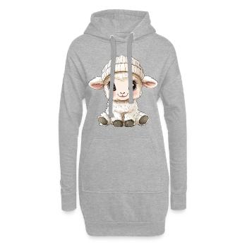 mouton mignon mignon bébé enfants animal agneau dessin animé - Sweat-shirt à capuche long Femme - gris chiné - Devant
