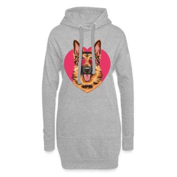Berger allemand cool avec lunettes de soleil - Sweat-shirt à capuche long Femme - gris chiné - Devant