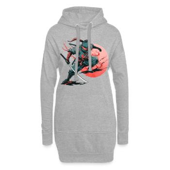 Ninja Combattant Guerrier Shinobi Japon Épée Katana - Sweat-shirt à capuche long Femme - gris chiné - Devant