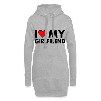 I love my girlfriend - Sweat-shirt à capuche long Femme - gris chiné - Devant
