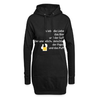 Trinkspruch Lebe Suff Bier Papst - Hoodie-Kleid - Schwarz - Vorne