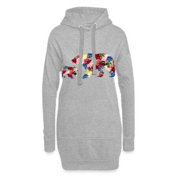 Mutter Bär Baby Bär Blumen - Hoodie-Kleid - Grau meliert - Vorne