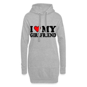 I love my girlfriend - Sweat-shirt à capuche long Femme - gris chiné - Devant