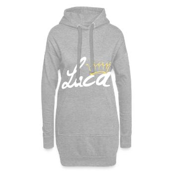 Krone Name Namensschild Luca - Hoodie-Kleid - Grau meliert - Vorne