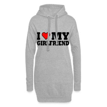 I love my girlfriend - Sweat-shirt à capuche long Femme - gris chiné - Devant