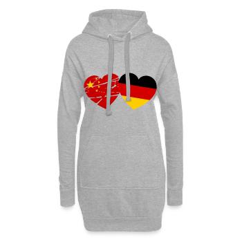 Allemand Chinois Amour - Sweat-shirt à capuche long Femme - gris chiné - Devant