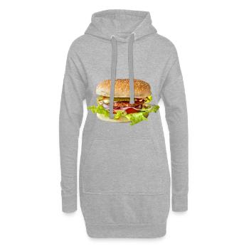 Hamburger - Sweat-shirt à capuche long Femme - gris chiné - Devant