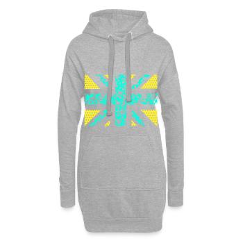 Englische Fahne mal anderes! Geschenkidee - Hoodie-Kleid - Grau meliert - Vorne