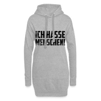 Ich hasse Menschen - Hoodie-Kleid - Grau meliert - Vorne
