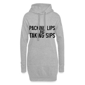 Emballer les lèvres et prendre des gorgées - Sweat-shirt à capuche long Femme - gris chiné - Devant