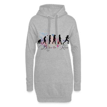 Die Evolution des Läufers - geboren um zu laufen - Hoodie-Kleid - Grau meliert - Vorne