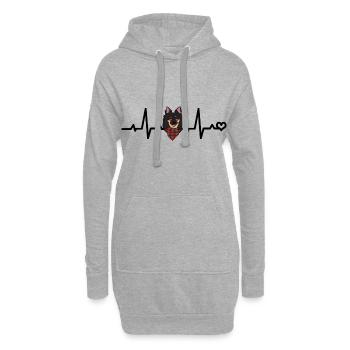 Chihuahua Chien Heartbeat Line ECG Ligne de cœur Amour - Sweat-shirt à capuche long Femme - gris chiné - Devant