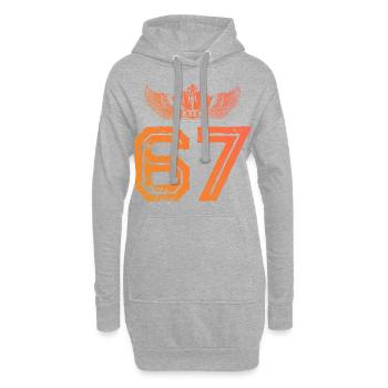 67 Zahl Krone - Hoodie-Kleid - Grau meliert - Vorne