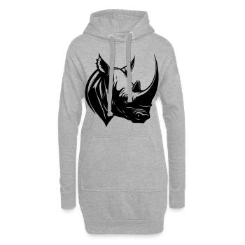 Nashorn Tier Kopf - Hoodie-Kleid - Grau meliert - Vorne