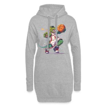 Basketball Dinosaure T-Rex Player Sports Cartoon - Sweat-shirt à capuche long Femme - gris chiné - Devant