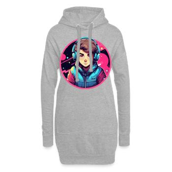 Le jeu est ma vie - Sweat-shirt à capuche long Femme - gris chiné - Devant