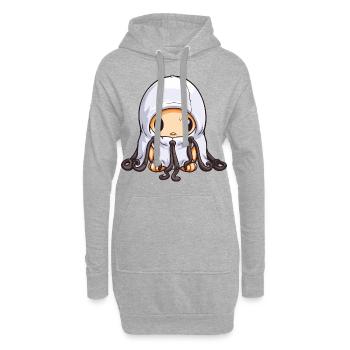 Pieuvre Hiver Animal Mignon Bande dessinée - Sweat-shirt à capuche long Femme - gris chiné - Devant