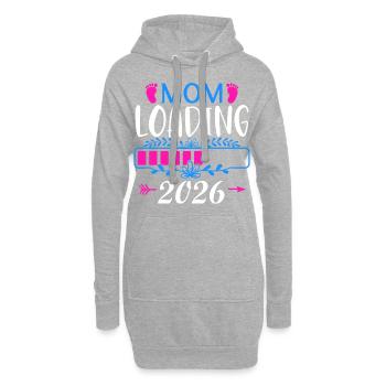 Mom Loading Annonce de grossesse 2026 - Sweat-shirt à capuche long Femme - gris chiné - Devant