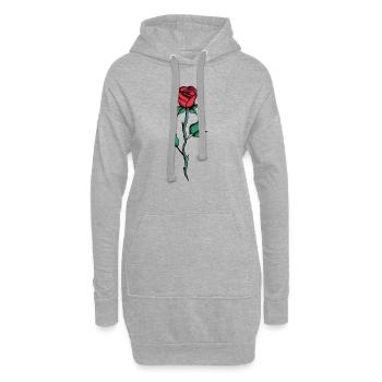 Rote Rose - Zeichnung, Kunst - Hoodie-Kleid - Grau meliert - Vorne