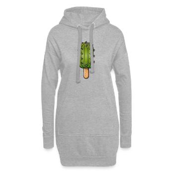witziges Kaktus-Eis-Motiv im Comic Stil macht Spaß - Hoodie-Kleid - Grau meliert - Vorne