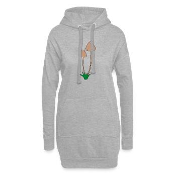Minimalistische Pilzbotanische Illustration - Hoodie-Kleid - Grau meliert - Vorne