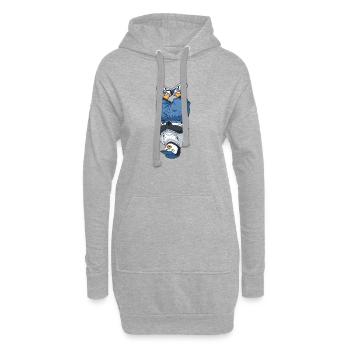 Cooler Pinguin Tanzen Hip Hop Breakdance Kopfstand - Hoodie-Kleid - Grau meliert - Vorne