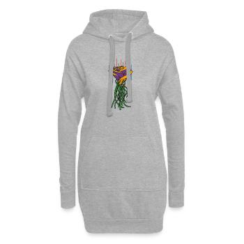 NéonRose - Sweat-shirt à capuche long Femme - gris chiné - Devant