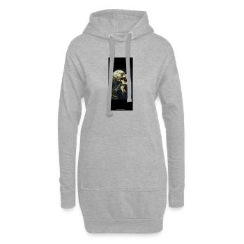 Tête de squelette au visage hurlant - Sweat-shirt à capuche long Femme - gris chiné - Devant