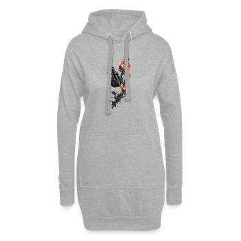 Steampunk-Nadel und Blumen - Hoodie-Kleid - Grau meliert - Vorne