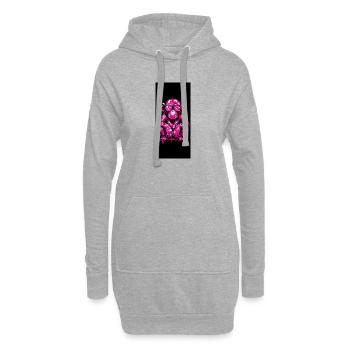 Rosa Graffiti-Affe mit Brille - Hoodie-Kleid - Grau meliert - Vorne