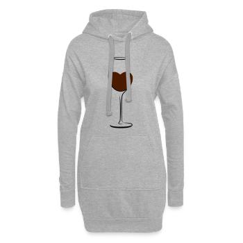 Wein Herz Weinglas Liebhaber Alkohol - Hoodie-Kleid - Grau meliert - Vorne