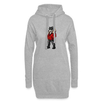 Loup Drôle d’Hiver - Sweat-shirt à capuche long Femme - gris chiné - Devant