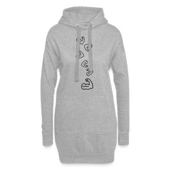 Icône d’haltère musculaire - Sweat-shirt à capuche long Femme - gris chiné - Devant