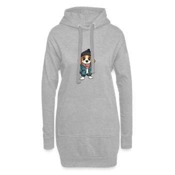 Beagle Hund Stylisch - Hoodie-Kleid - Grau meliert - Vorne