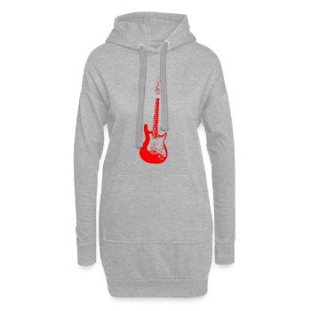 Rotes E-Gitarre Blumenriss - Hoodie-Kleid - Grau meliert - Vorne