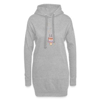 Gâteau d'anniversaire - Sweat-shirt à capuche long Femme - gris chiné - Devant