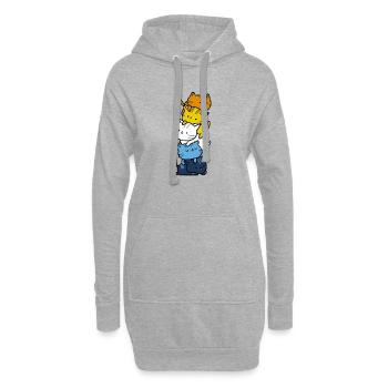 Kawaii Katzen- Aroace Pride Flagge - Hoodie-Kleid - Grau meliert - Vorne