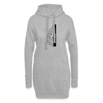 Jah love LION - Sweat-shirt à capuche long Femme - gris chiné - Devant