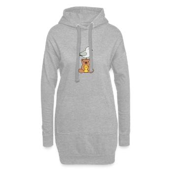 Team Möwe Bär Teddy Küken Tiere Freundschaft Liebe - Hoodie-Kleid - Grau meliert - Vorne