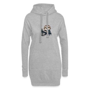Paresseux au piano - Sweat-shirt à capuche long Femme - gris chiné - Devant