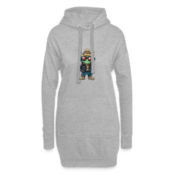 Dinosaure tricératops Hiver - Sweat-shirt à capuche long Femme - gris chiné - Devant