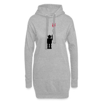 Roboterluftballon Hinten - Hoodie-Kleid - Grau meliert - Vorne