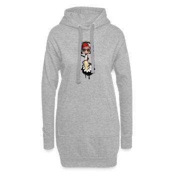 Autruche Hip Hop style - Sweat-shirt à capuche long Femme - gris chiné - Devant