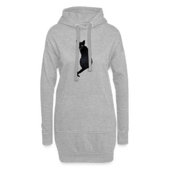 chat noir chat chat chemise cadeau - Sweat-shirt à capuche long Femme - gris chiné - Devant