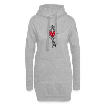 La clé du cœur - Sweat-shirt à capuche long Femme - gris chiné - Devant