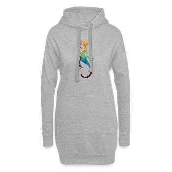 Mandala Gecko - Hoodie-Kleid - Grau meliert - Vorne